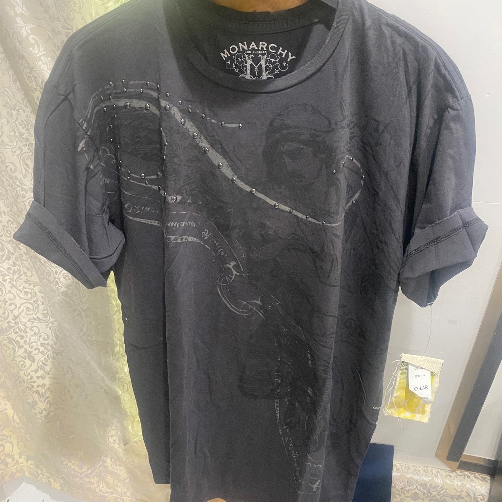 Monarchy Vintage Raw Edged Embellished T-Shirt Sz 2X